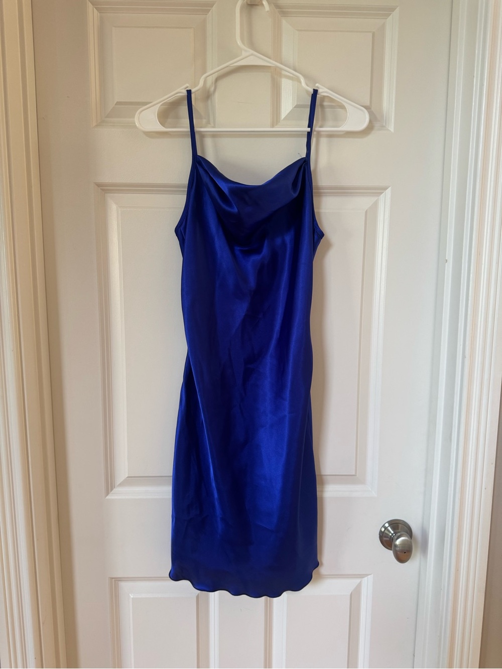 NWT Bebe Cobalt Blue Satin Slip Dress